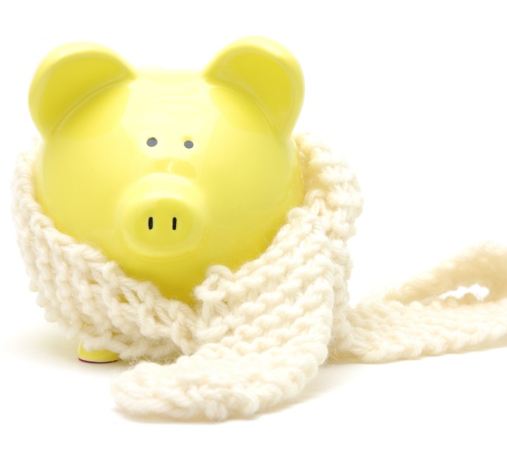 Piggy Savings Bank With Crochet Scarf